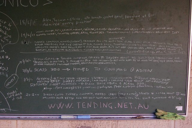TENDING chalkboard, February 2011.